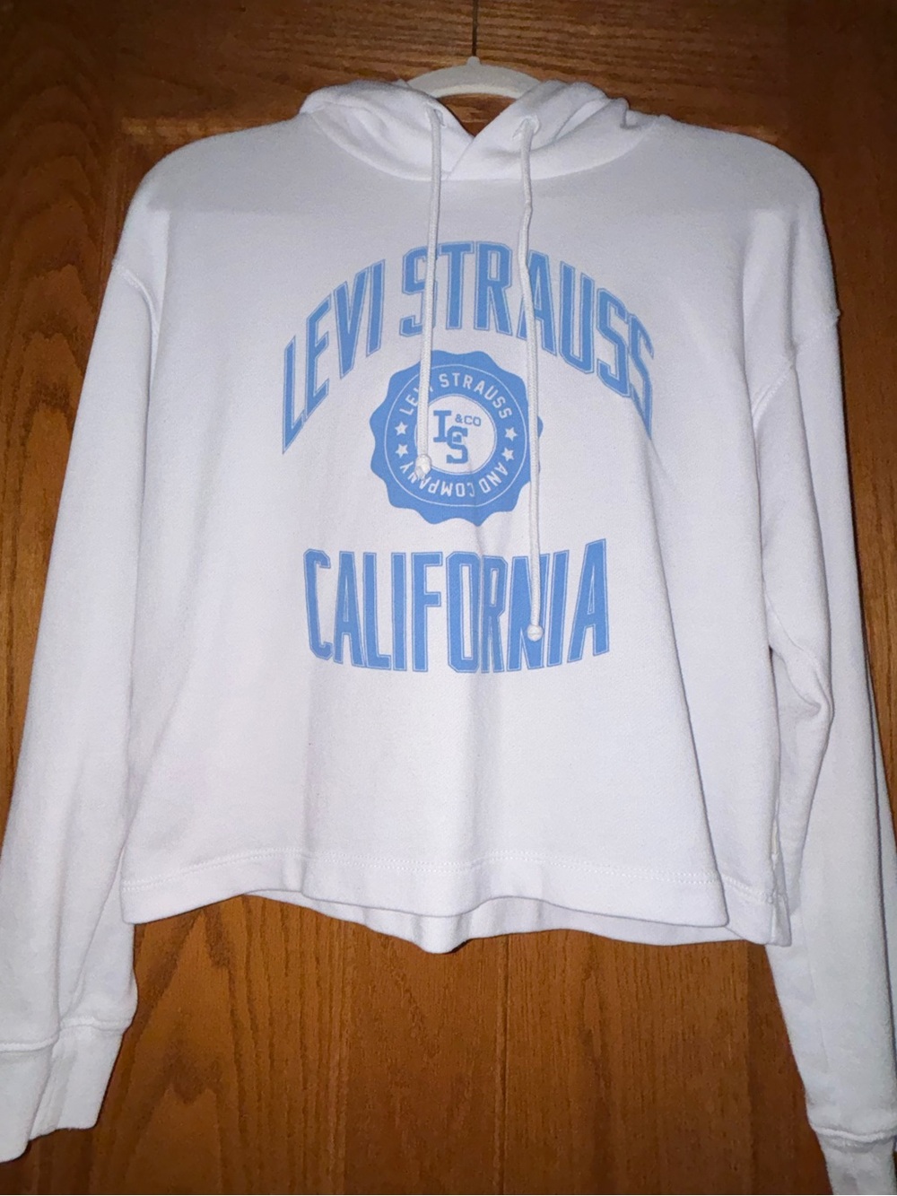 Levi's White Hoodie Sweater with Light Blue California Logo